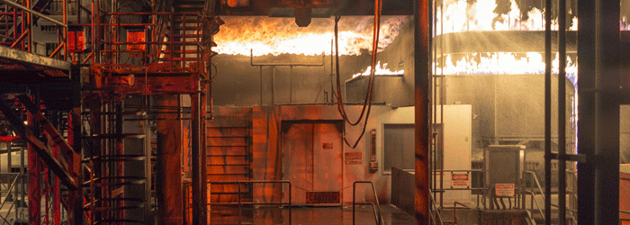 fire damage in a factory