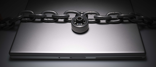 Laptop with a padlock