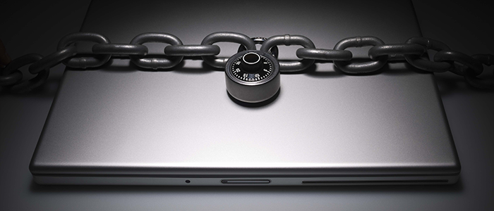 Laptop with a padlock