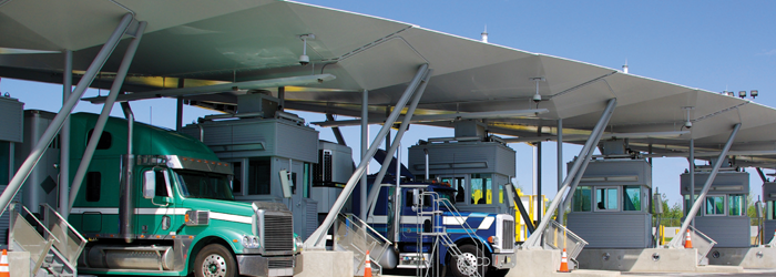 Trucks stopped at border crossing