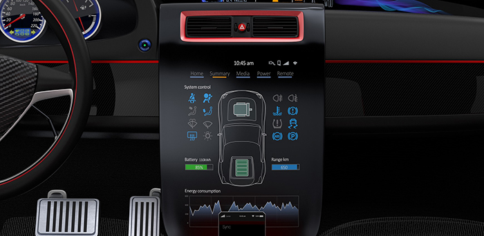 Electric car multimedia interface design concept.