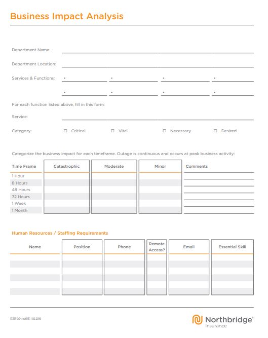 business impact analysis form