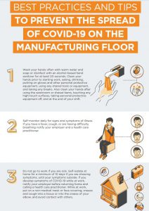 NBI- 6 best practices and tips to prevent the spread of covid-19 on the manufacturing floor infographic