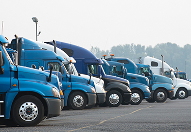 A fleet of long haul trucks.