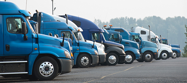 A fleet of long haul trucks.