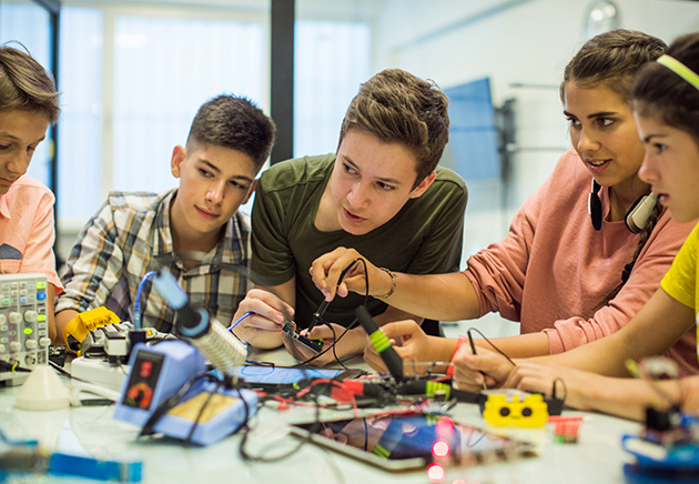 A group of kids learning to work together