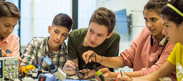 A group of kids learning to work together