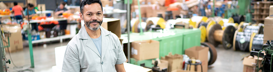 Manufacturing man in warehouse