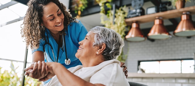 healthcare provider helping a patient
