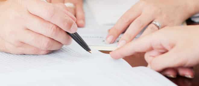 Woman reviewing some paperwork.