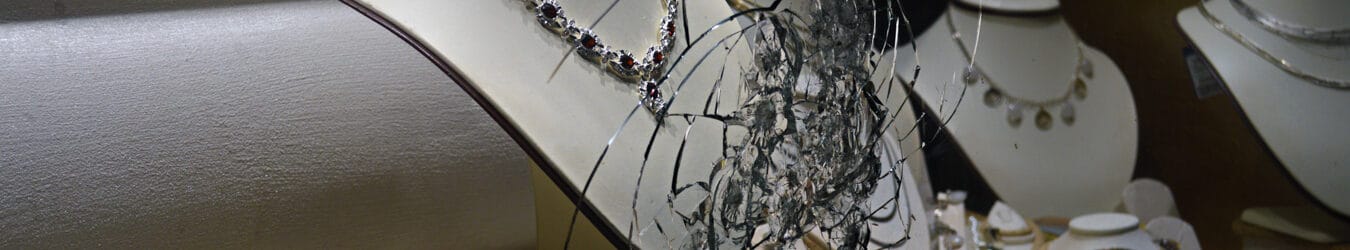 Broken glass jewelry store