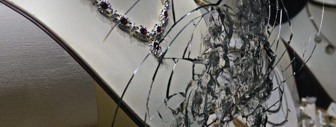 Broken glass jewelry store