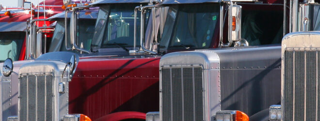 Trucks parked in a row