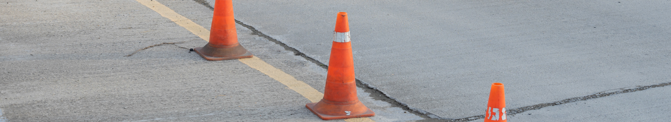 Traffic cones in driving school.