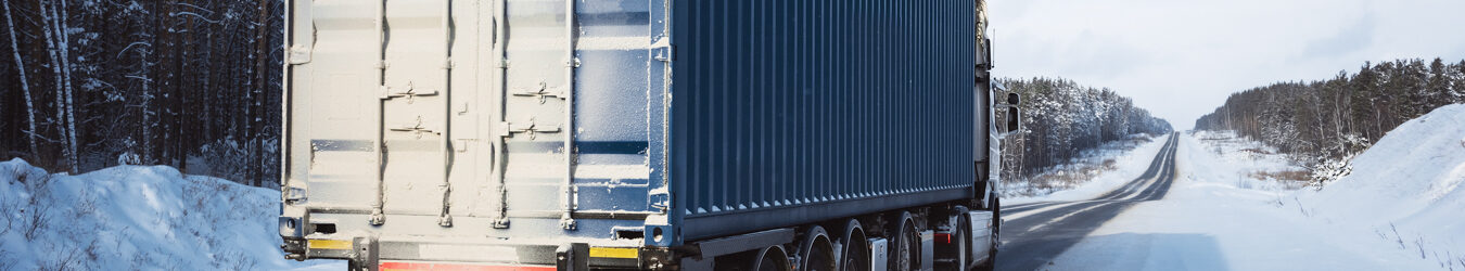 Freight truck on a winter road.