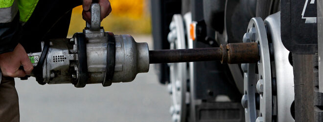 Changing a tire on a truck