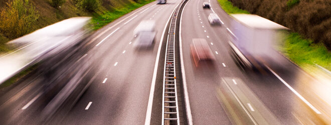 Overhead view of a busy highway