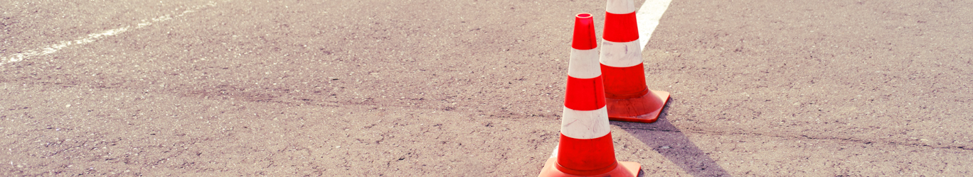 Safety cones on the ground.