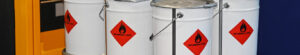 Flammable liquid in containers at pallet forklift